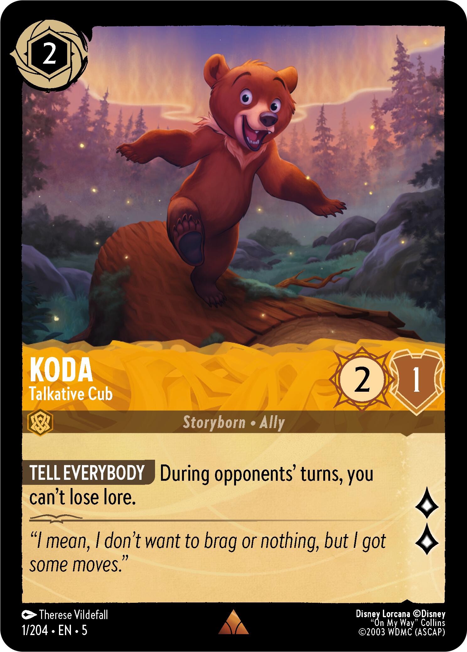 Koda - Talkative Cub (1/204) [Shimmering Skies] - Disney - Card Brawlers | Quebec | Canada |