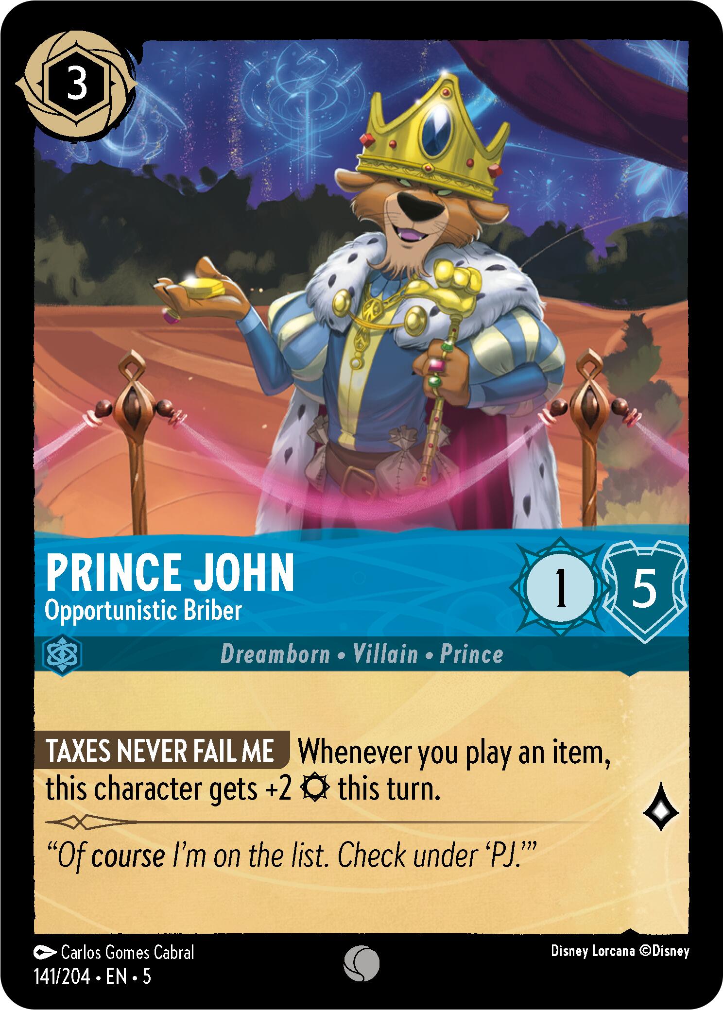 Prince John - Opportunistic Briber (141/204) [Shimmering Skies] - Disney - Card Brawlers | Quebec | Canada |