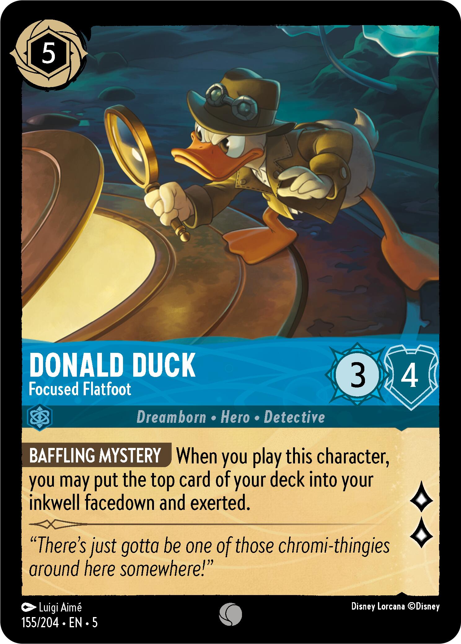Donald Duck - Focused Flatfoot (155/204) [Shimmering Skies] - Disney - Card Brawlers | Quebec | Canada |