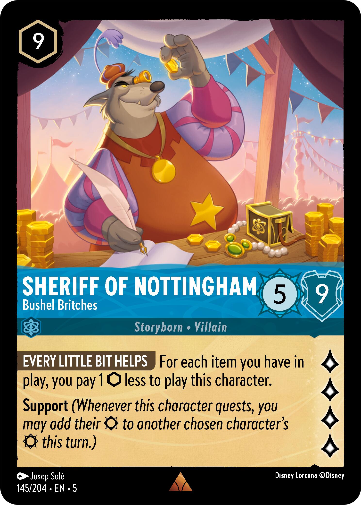 Sheriff of Nottingham - Bushel Britches (145/204) [Shimmering Skies] - Disney - Card Brawlers | Quebec | Canada |