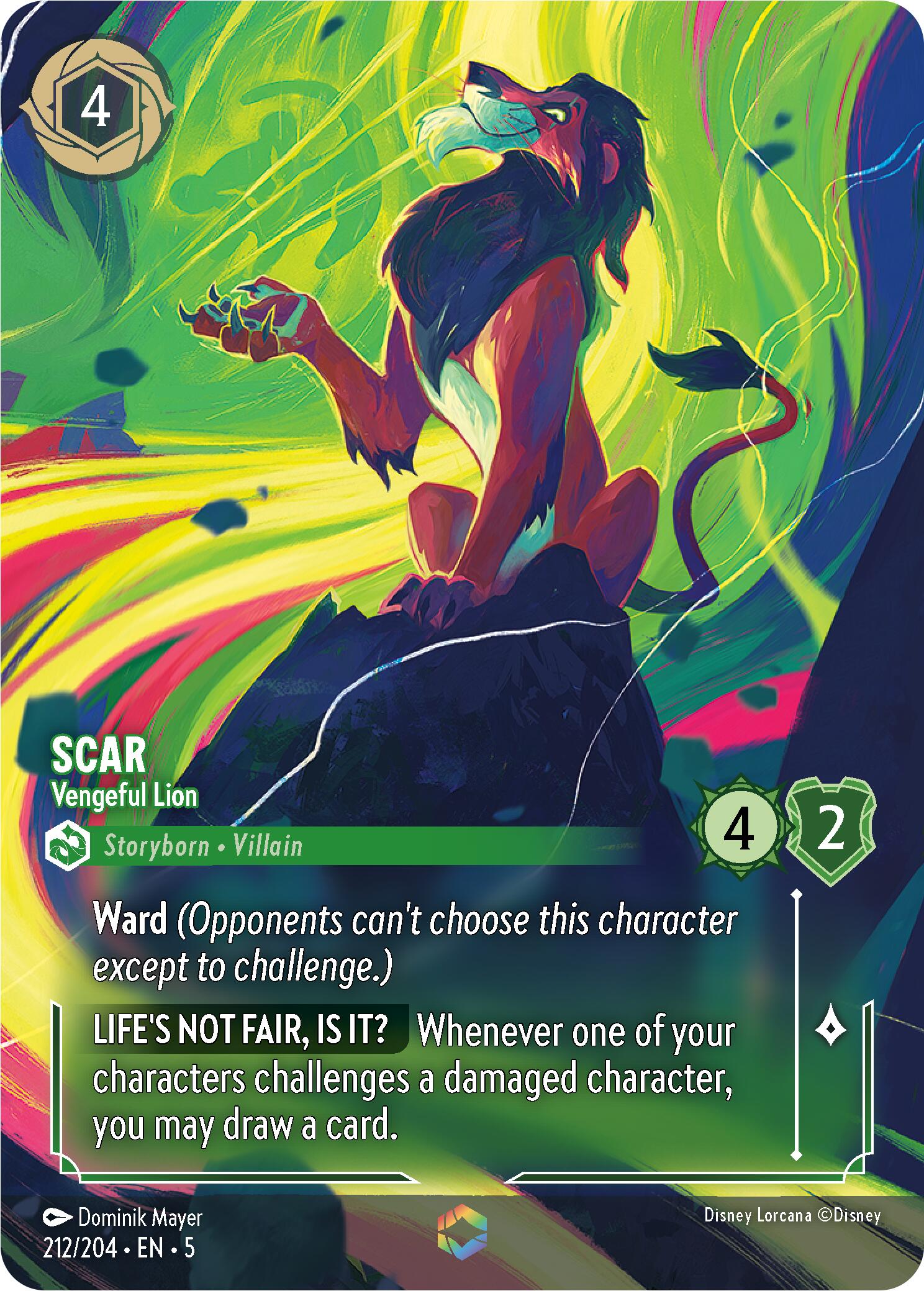 Scar - Vengeful Lion (Enchanted) (212/204) [Shimmering Skies] - Disney - Card Brawlers | Quebec | Canada |