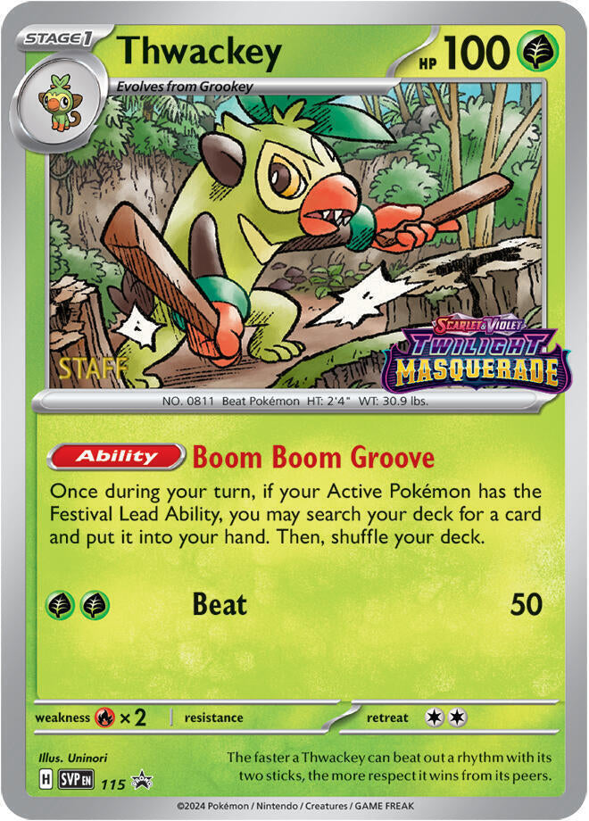 Thwackey (115) (Staff) [Scarlet & Violet: Black Star Promos] - Pokémon - Card Brawlers | Quebec | Canada |
