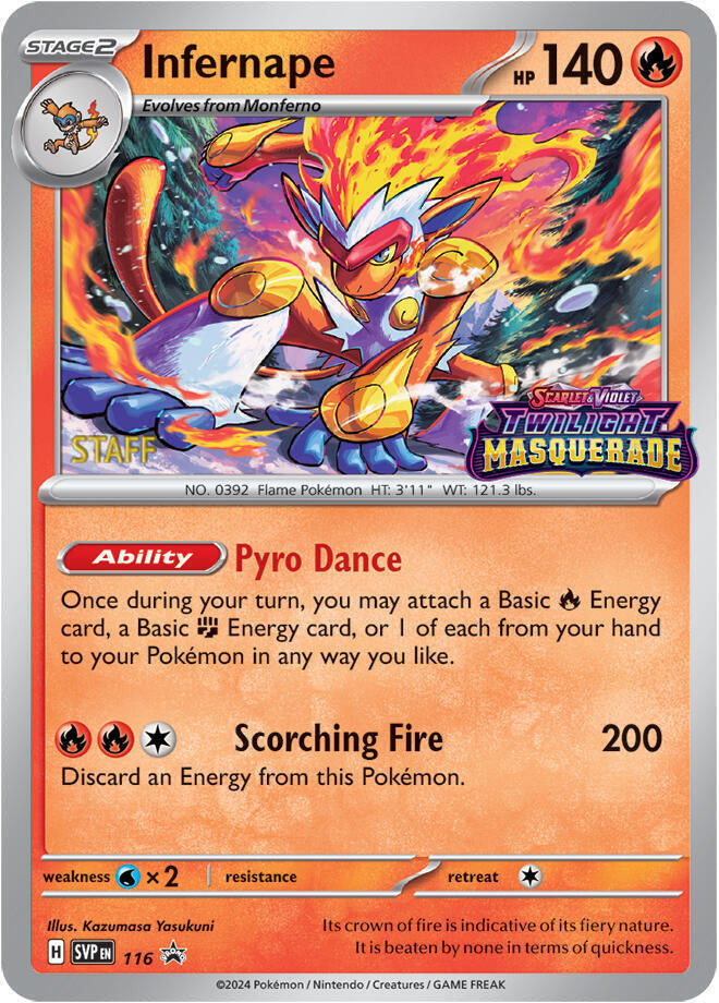 Infernape (116) (Staff) [Scarlet & Violet: Black Star Promos] - Pokémon - Card Brawlers | Quebec | Canada |