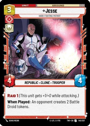 Jesse - Hard-Fighting Patriot (145/257) (145/257) [Twilight of the Republic] - Fantasy Flight Games - Card Brawlers | Quebec | Canada |