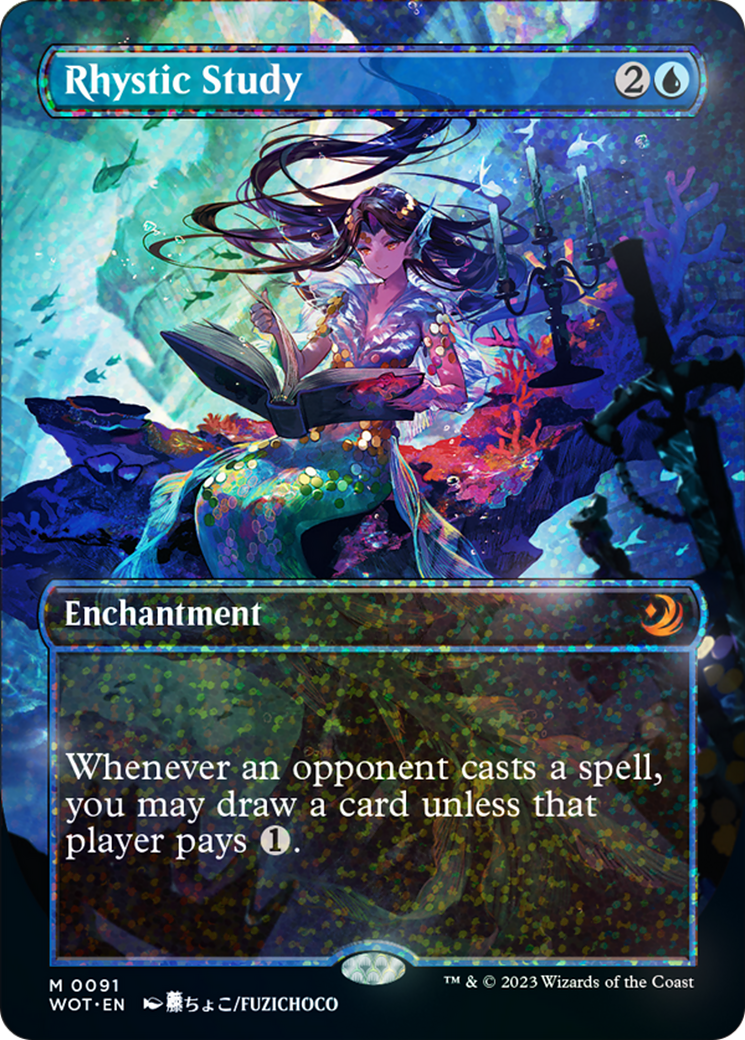 Rhystic Study (Anime Borderless) (Confetti Foil) [Wilds of Eldraine: Enchanting Tales] - Magic: The Gathering - Card Brawlers | Quebec | Canada |