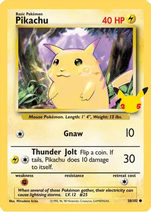 Pikachu (58/102) (25th Anniversary) (Jumbo Card) [Celebrations: 25th Anniversary] - Pokémon - Card Brawlers | Quebec | Canada |