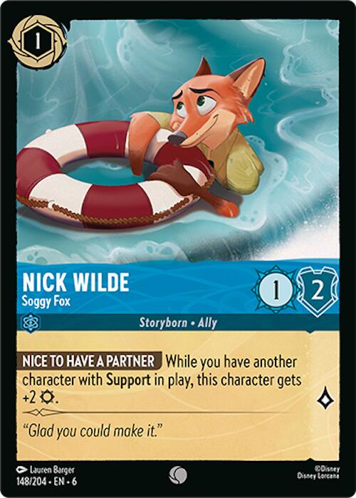Nick Wilde - Soggy Fox (148/204) [Azurite Sea] - Disney - Card Brawlers | Quebec | Canada |