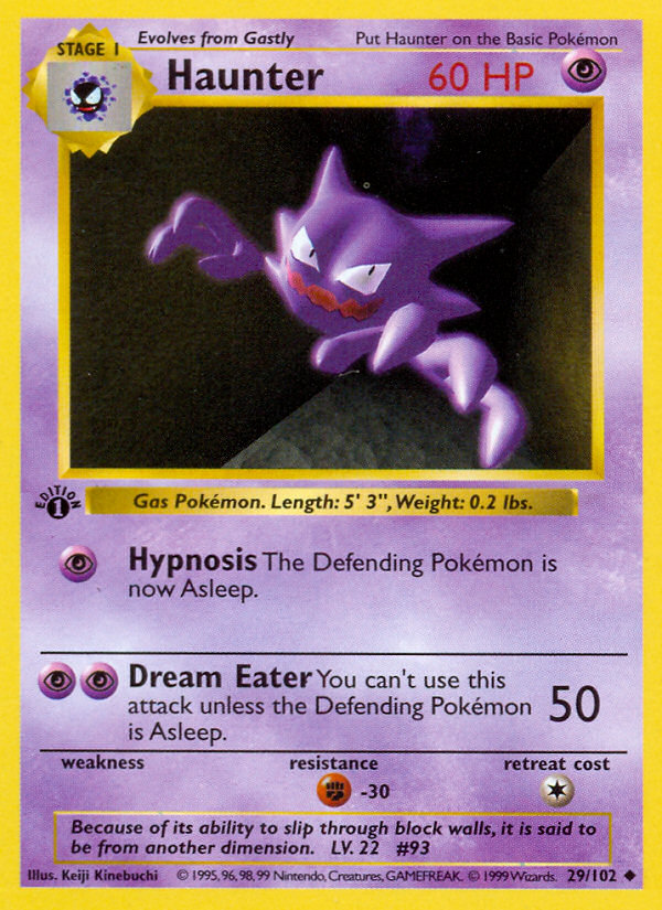 Haunter (29/102) (Shadowless) [Base Set 1st Edition] - Pokémon - Card Brawlers | Quebec | Canada |