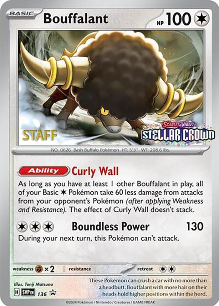 Bouffalant (136) (Staff Promo) [Scarlet & Violet: Black Star Promos] - Pokémon - Card Brawlers | Quebec | Canada |