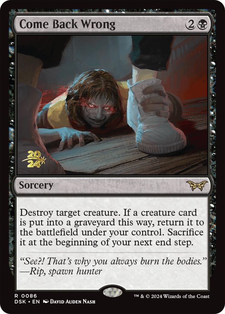Come Back Wrong (0086) [Duskmourn: House of Horror Prerelease Promos] - Magic: The Gathering - Card Brawlers | Quebec | Canada |