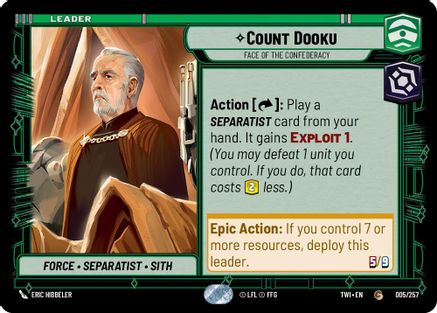 Count Dooku - Face of the Confederacy (005/257) (005/257) [Twilight of the Republic] - Fantasy Flight Games - Card Brawlers | Quebec | Canada |