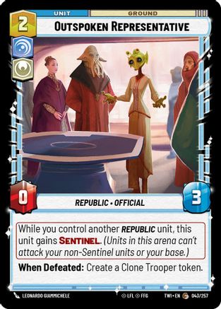 Outspoken Representative (043/257) (043/257) [Twilight of the Republic] - Fantasy Flight Games - Card Brawlers | Quebec | Canada |