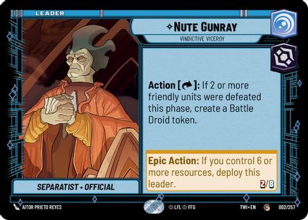 Nute Gunray - Vindictive Viceroy (002/257) (002/257) [Twilight of the Republic] - Fantasy Flight Games - Card Brawlers | Quebec | Canada |
