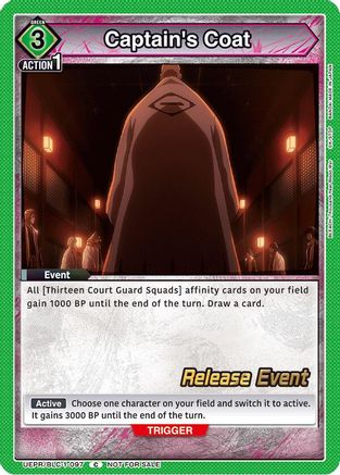 Captain's Coat (UEPR/BLC-1-097) - UE01BT BLEACH ThousandYear Blood War Release Event Cards - UE01BT: BLEACH: Thousand-Year Blood War Release Event Cards - Card Brawlers | Quebec | Canada |