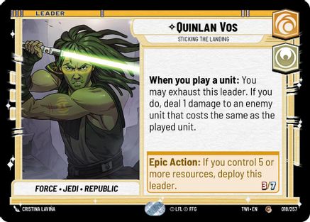 Quinlan Vos - Sticking the Landing (018/257) (018/257) [Twilight of the Republic] - Fantasy Flight Games - Card Brawlers | Quebec | Canada |