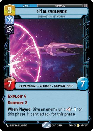 Malevolence - Grievous's Secret Weapon (039/257) (039/257) [Twilight of the Republic] - Fantasy Flight Games - Card Brawlers | Quebec | Canada |