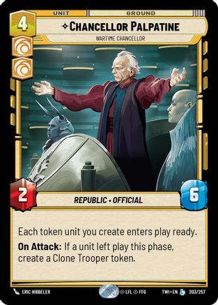 Chancellor Palpatine - Wartime Chancellor (203/257) (203/257) [Twilight of the Republic] - Fantasy Flight Games - Card Brawlers | Quebec | Canada |