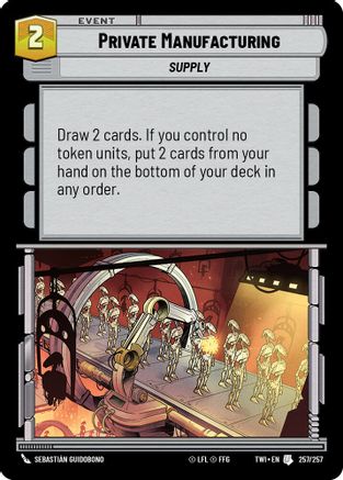 Private Manufacturing (257/257) (257/257) [Twilight of the Republic] - Fantasy Flight Games - Card Brawlers | Quebec | Canada |