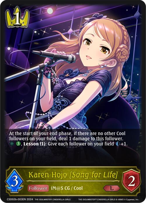 Karen Hojo [Song for Life] (CSD02b-003EN) [THE IDOLM@STER CINDERELLA GIRLS] - Bushiroad - Card Brawlers | Quebec | Canada |