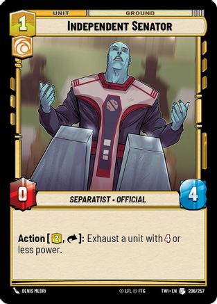 Independent Senator (206/257) (206/257) [Twilight of the Republic] - Fantasy Flight Games - Card Brawlers | Quebec | Canada |