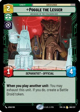 Poggle the Lesser - Archduke of the Stalgasin Hive (080/257) [Twilight of the Republic] - Fantasy Flight Games - Card Brawlers | Quebec | Canada |