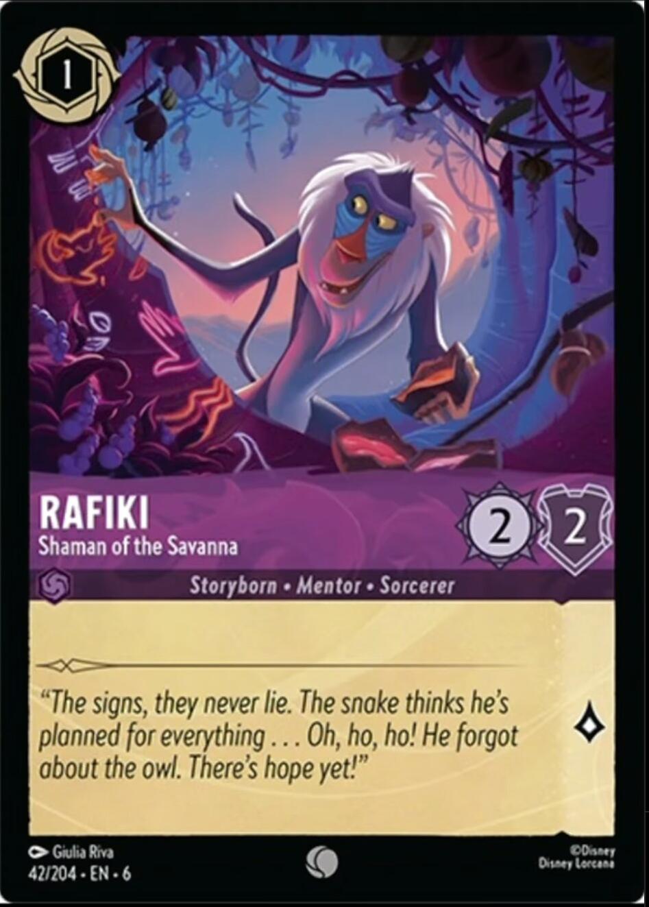 Rafiki - Shaman of the Savanna (42/204) [Azurite Sea] - Disney - Card Brawlers | Quebec | Canada |