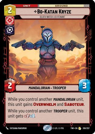 Bo-Katan Kryze - Death Watch Lieutenant (130/257) (130/257) [Twilight of the Republic] - Fantasy Flight Games - Card Brawlers | Quebec | Canada |