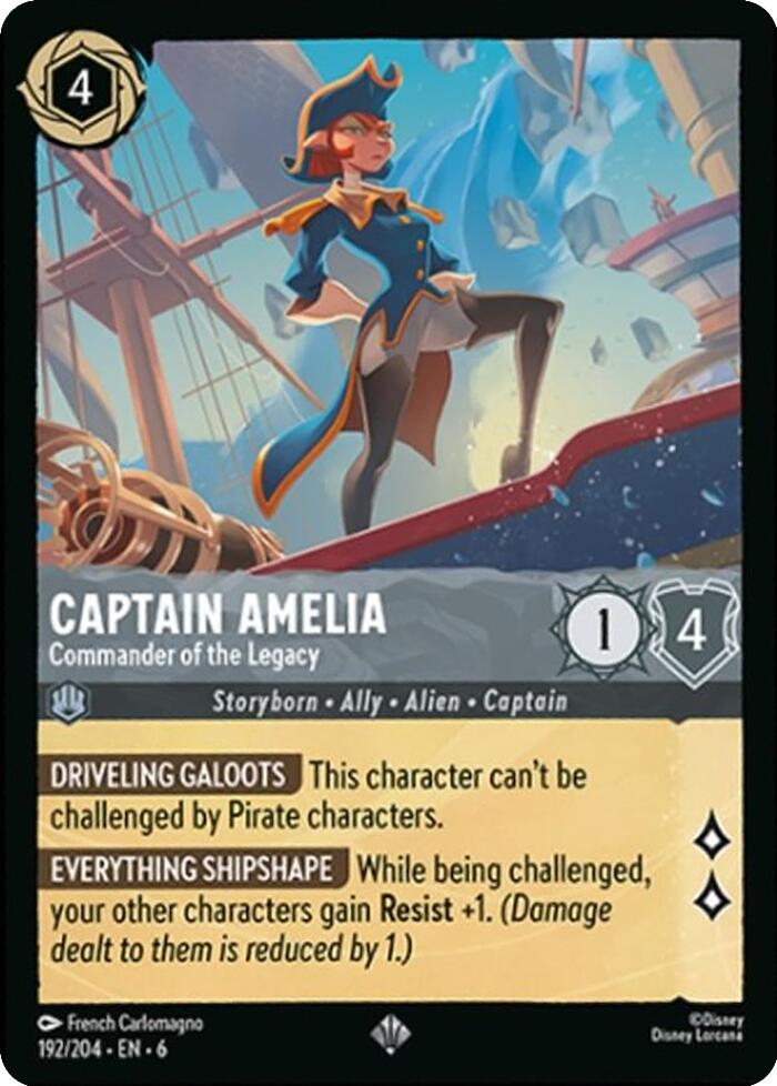 Captain Amelia - Commander of the Legacy (192/204) [Azurite Sea] - Disney - Card Brawlers | Quebec | Canada |