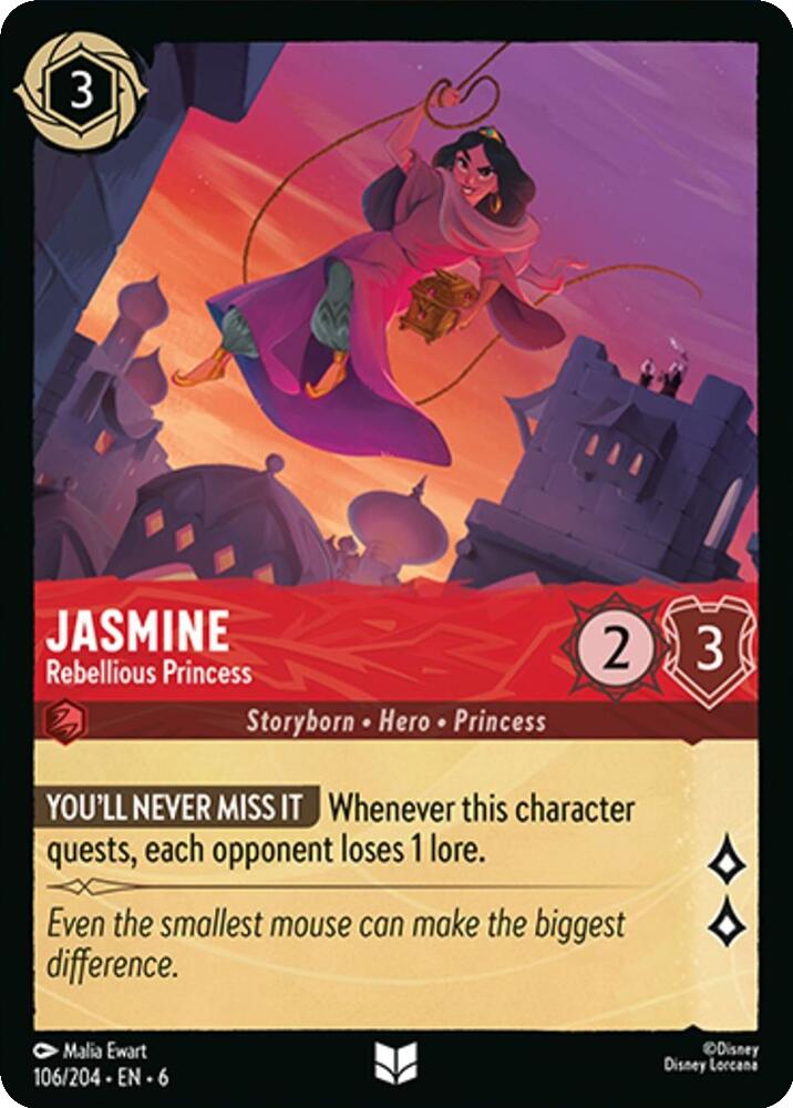 Jasmine - Rebellious Princess (106/204) [Azurite Sea] - Disney - Card Brawlers | Quebec | Canada |