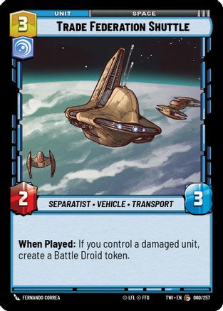 Trade Federation Shuttle (060/257) (060/257) [Twilight of the Republic] - Fantasy Flight Games - Card Brawlers | Quebec | Canada |