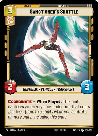 Sanctioner's Shuttle (213/257) (213/257) [Twilight of the Republic] - Fantasy Flight Games - Card Brawlers | Quebec | Canada |