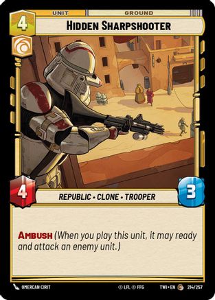 Hidden Sharpshooter (214/257) (214/257) [Twilight of the Republic] - Fantasy Flight Games - Card Brawlers | Quebec | Canada |