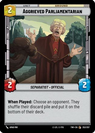 Aggrieved Parliamentarian (252/257) (252/257) [Twilight of the Republic] - Fantasy Flight Games - Card Brawlers | Quebec | Canada |