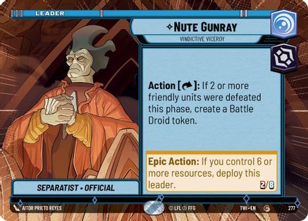 Nute Gunray - Vindictive Viceroy (277) (Hyperspace) (277) [Twilight of the Republic] - Fantasy Flight Games - Card Brawlers | Quebec | Canada |