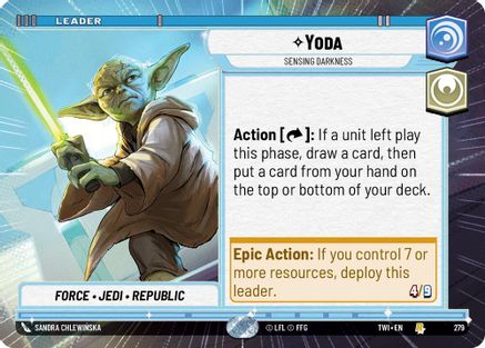 Yoda - Sensing Darkness (279) (Hyperspace) (279) [Twilight of the Republic] - Fantasy Flight Games - Card Brawlers | Quebec | Canada |