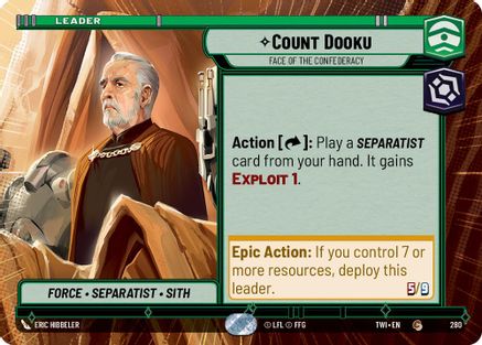 Count Dooku - Face of the Confederacy (280) (Hyperspace) (280) [Twilight of the Republic] - Fantasy Flight Games - Card Brawlers | Quebec | Canada |