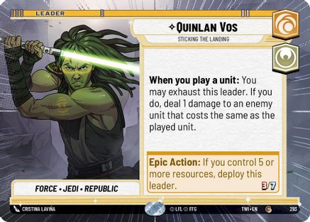 Quinlan Vos - Sticking the Landing (293) (Hyperspace) (293) [Twilight of the Republic] - Fantasy Flight Games - Card Brawlers | Quebec | Canada |