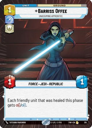 Barriss Offee - Unassuming Apprentice (315) (Hyperspace) (315) [Twilight of the Republic] - Fantasy Flight Games - Card Brawlers | Quebec | Canada |