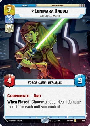 Luminara Unduli - Soft-Spoken Master (323) (Hyperspace) (323) [Twilight of the Republic] - Fantasy Flight Games - Card Brawlers | Quebec | Canada |