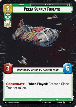 Pelta Supply Frigate (367) (Hyperspace) (367) [Twilight of the Republic] - Fantasy Flight Games - Card Brawlers | Quebec | Canada |
