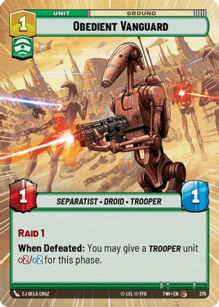 Obedient Vanguard (375) (Hyperspace) (375) [Twilight of the Republic] - Fantasy Flight Games - Card Brawlers | Quebec | Canada |