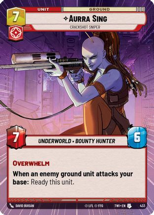 Aurra Sing - Crackshot Sniper (433) (Hyperspace) (433) [Twilight of the Republic] - Fantasy Flight Games - Card Brawlers | Quebec | Canada |