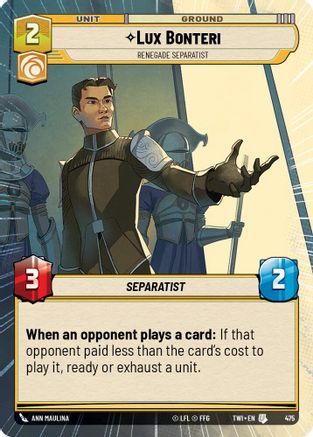 Lux Bonteri - Renegade Separatist (475) (Hyperspace) (475) [Twilight of the Republic] - Fantasy Flight Games - Card Brawlers | Quebec | Canada |