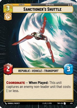 Sanctioner's Shuttle (478) (Hyperspace) (478) [Twilight of the Republic] - Fantasy Flight Games - Card Brawlers | Quebec | Canada |