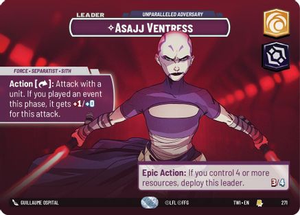 Asajj Ventress - Unparalleled Adversary (271) (Showcase) (271) [Twilight of the Republic] - Fantasy Flight Games - Card Brawlers | Quebec | Canada |
