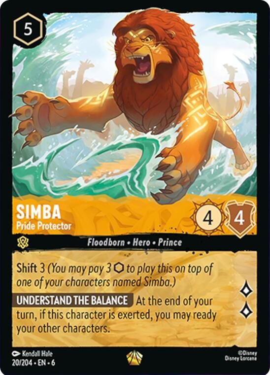 Simba - Pride Protector (20/204) [Azurite Sea] - Disney - Card Brawlers | Quebec | Canada |