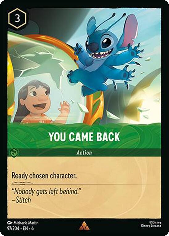 You Came Back (97/204) [Azurite Sea] - Disney - Card Brawlers | Quebec | Canada |