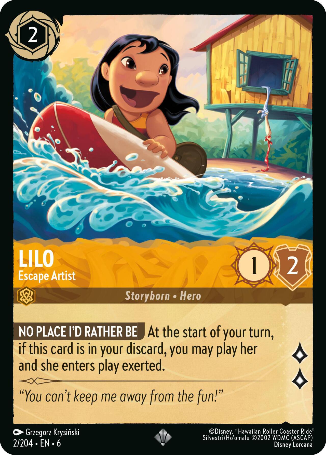 Lilo - Escape Artist (2/204) [Azurite Sea] - Disney - Card Brawlers | Quebec | Canada |
