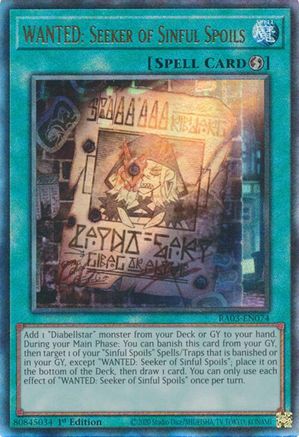 WANTED: Seeker of Sinful Spoils (UTR) [RA03-EN074] Prismatic Ultimate Rare - Yu-Gi-Oh! - Card Brawlers | Quebec | Canada |