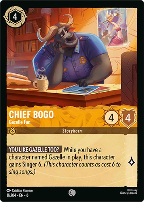 Chief Bogo - Gazelle Fan (11/204) [Azurite Sea] - Disney - Card Brawlers | Quebec | Canada |